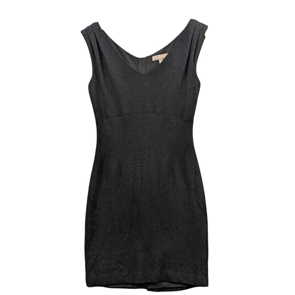 Banana Republic Women Dress 4 Black Minimalist Wool Blend Sleeveless V-Neck LBD - Picture 1 of 5